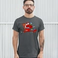 thumbnail image 3 of Tee Hunt Moped Santa Claus T-Shirt Merry Christmas Holiday Spirit Men's Novelty Shirt, Charcoal, Medium, 3 of 5