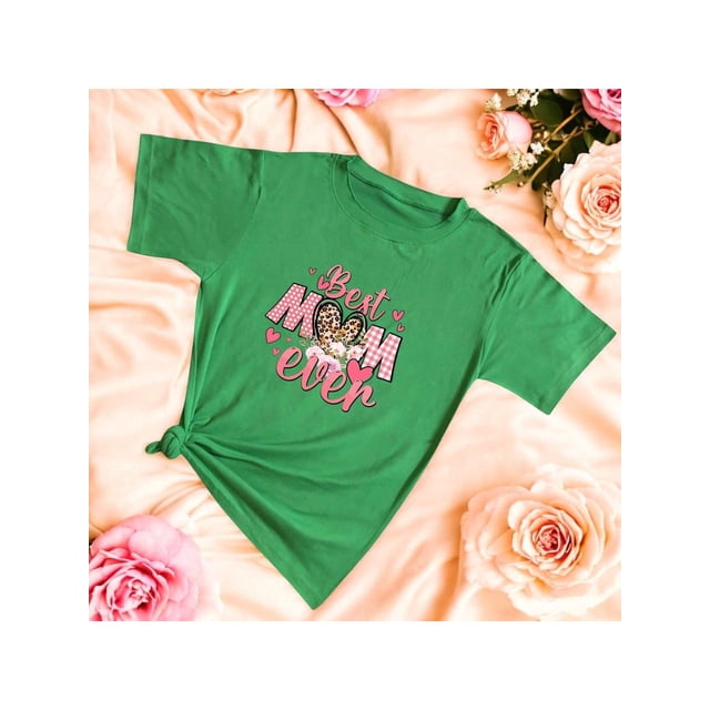 Playera Blusa De Best Mom Ever Moda Fashion Para Mujer Color Verde Talla Chica Marca Emil SaEs