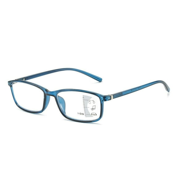 Fashion Frame Simple Vintage Anti-Blue Light Reading Glasses Progressive Multifocal Ultra Light Glasses BLUE STRENGTH 350