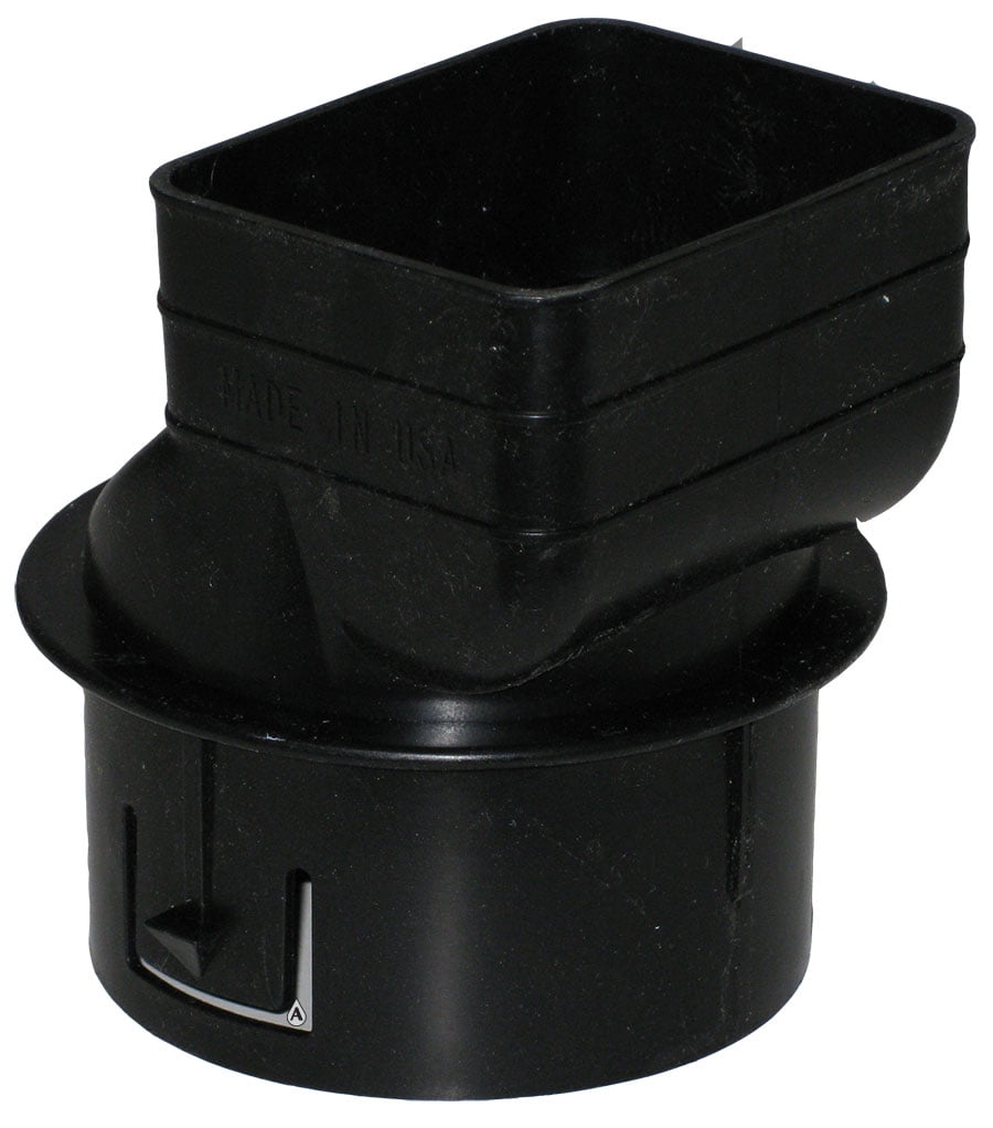 2x3x4 Universal Downspout to Drain Pipe Adapter, Black
