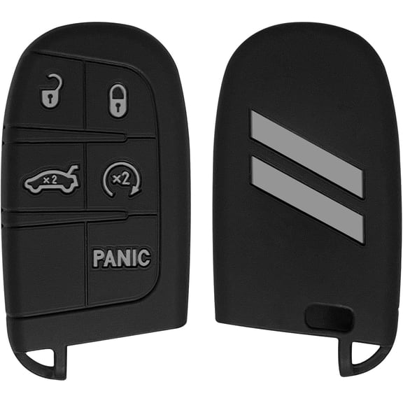 Key Fob Cover for Charger Challenger Durango Journey Dart, 5 Buttons Silicone Key Fob Case, Replacement Remote Control Key Fob Shell, Key Fob Skin Cover (Gray, 1PC)