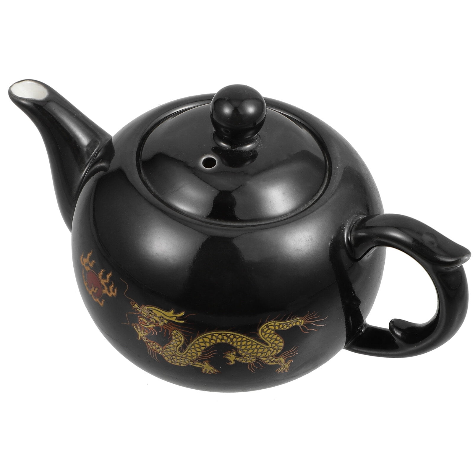 250ML Classical Ceramics Small Teapot Chinese Style Matte Black Depicting  Gold Make Tea Pot Home Tea Set