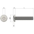 thumbnail image 5 of 100 piezas M4-0,70 x 8 mm Tornillos de cabeza de botón Tornillos 18-8 Acero inoxidable Allen Hex Drive ISO 7380 de Fullerkreg Vienen en una caja de plástico, 5 of 5