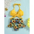 thumbnail image 2 of hirigin Baby Swimming Halter Bikini Tops + Shorts, Sunflower Pattern Bowknot Summer Clothing, 2 of 9