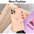 thumbnail image 6 of Compatible with iPhone 12 Pro Case 6.1” Thin for Women Girls,Soft TPU Plating Bumper Wristband Holder Camera Lens Protection Case Slim Shockproof Love Heart Cute Case Cover(Elegant Pink), 6 of 14
