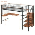 thumbnail image 2 of Harper & Bright Designs Twin Size Metal Loft Bed with Desk and Metal Grid, Stylish Metal Frame Bed with Lateral Storage Ladder and Wardrobe, Black, 2 of 16