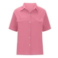 thumbnail image 3 of LYXSSBYX Shirts for Women Trendy Summer Women's Tops Fashion Solid Button Shirt Female Lapel Loose T-shirt Blouse, 3 of 6