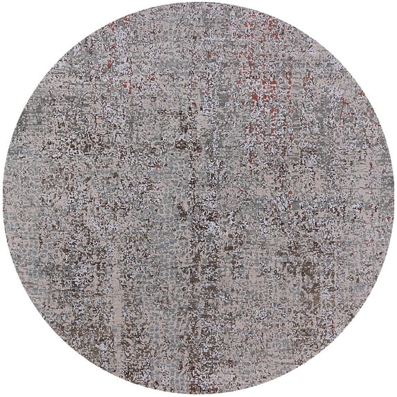 Ahgly Company Indoor Round Mid-Century Modern Puce Purple Oriental Area Rugs, 7' Round