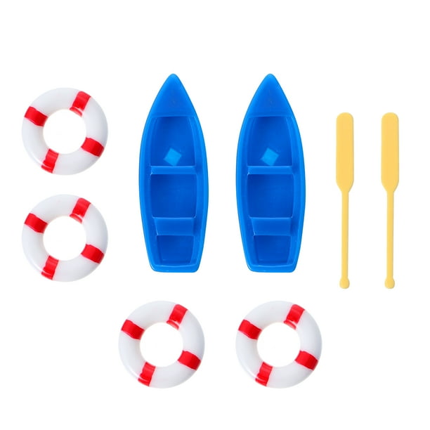 ColoMX 2 sets Mini Beach Ornament Simulation Boat Paddle Mini House Scene Decors
