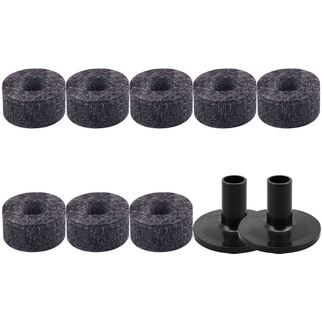 NIYANGLE 1Set Black Drum Felt Pads Cymbal Replacement Kit Easy Install Protects and Improves Cymbal Performance