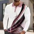 thumbnail image 2 of Men's Shirt Long Sleeve Quarter Button Lapel Collar Print Pullover Loungewear Pink-1 4XL, 2 of 3