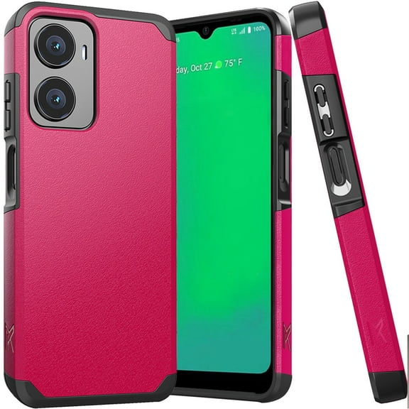 For AT&T Propel 2 5G Slim Shockproof Hybrid Cover Cellphone Case - mk Dark Pink