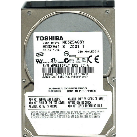 Toshiba MK3254GSY HDD2E41 S ZK01 T F/W: A0/LE001A PHILIPPINES 320GB