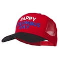 thumbnail image 2 of Happy Columbus Day Embroidered Mesh Cap - Black Red OSFM, 2 of 5