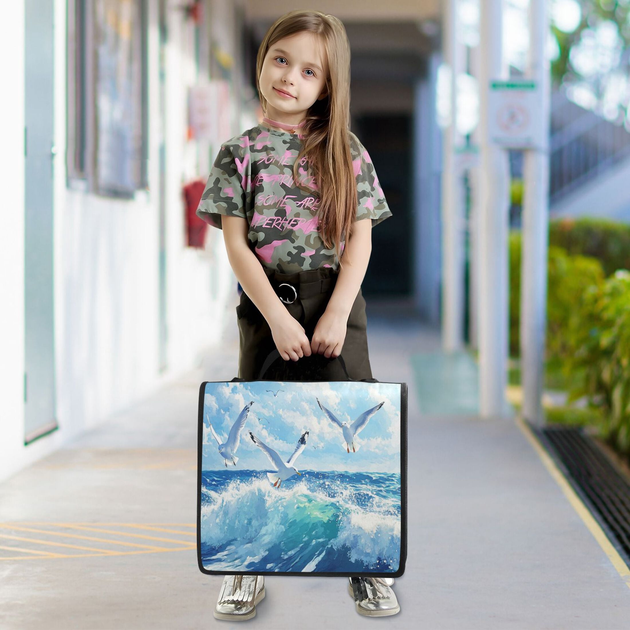YAZAOO Zipper Binder trapper keeper Documents Organized Design Seagull over Ocean Printed