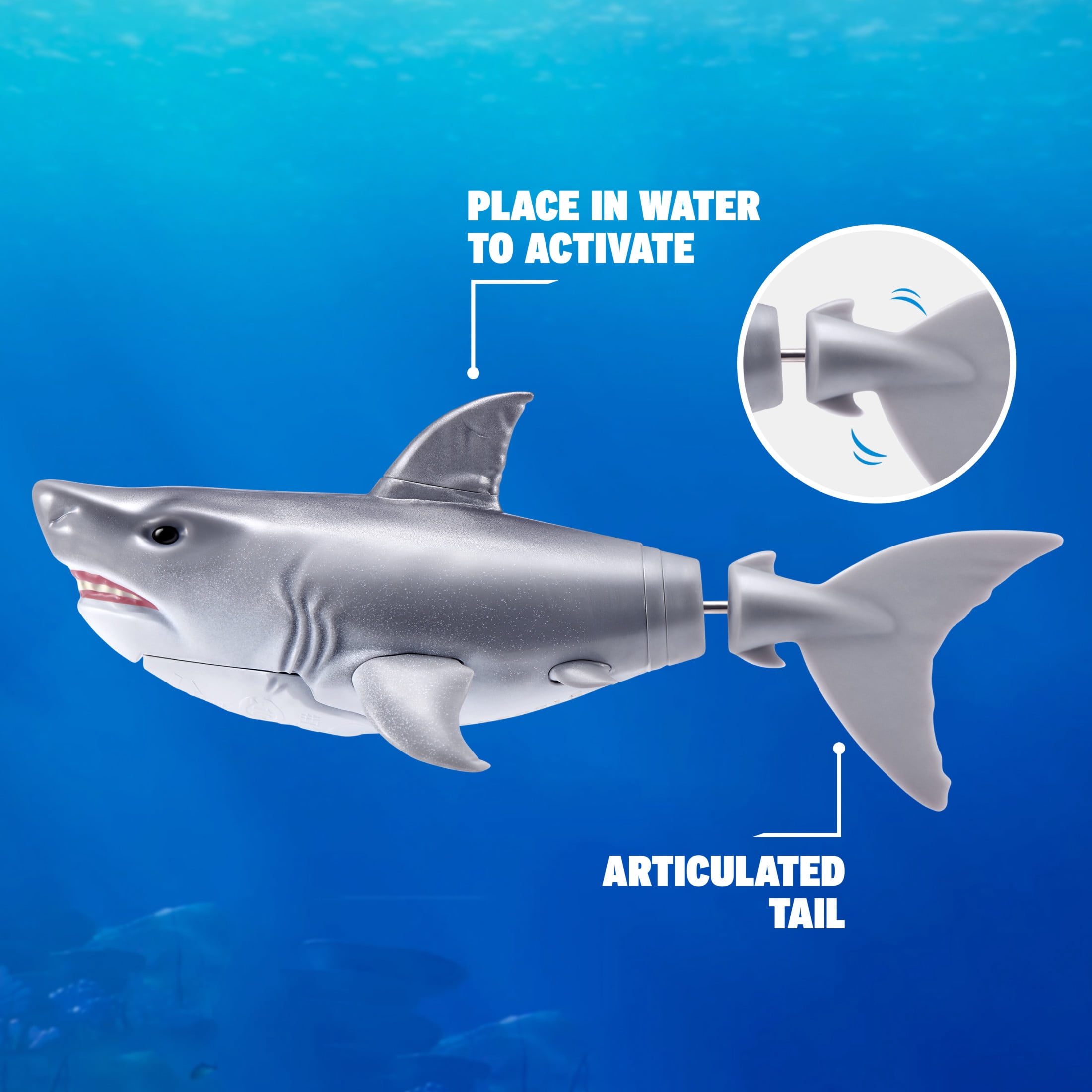 Robo Alive Water Activated White Shark by ZURU - Robotic Swimming Realistic Bath Toy for Kids Ages 3+
