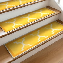 Well Woven 9" x 31" Stair Tread [Set of 7] Gold Brooklyn Trellis Geometric Flatwoven