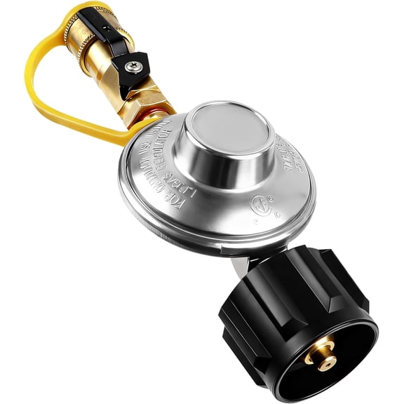1/4" Quick Connect Propane Regulator Hose, Adjustable with Gauge, QCC1 Inlet for 5-50LB Propane Tank, for Grills, Fire Pits, Heaters