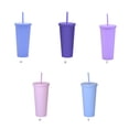 thumbnail image 2 of Billuyoard Botella de agua Frasco al vacío Vaso con pajitas Tamaño compacto De larga duración Exquisito Multicolor Suministros para exteriores Cocina y Comedor Morado oscuro, 2 of 6