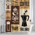 thumbnail image 3 of Coffee Shower Curtain for Bathroom Decor, Coffee Beans Cup Waterproof Fabric Shower Curtain, 66"x72" Set with 12 Hooks, 3 of 9