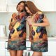 thumbnail image 4 of Balery Colorful Wave Dragon Head Camisón de manga corta con cuello redondo para mujer, cómodo y elegante., 4 of 6