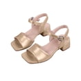 thumbnail image 2 of hengsof Girls' Solid Color Chunky Heel Sandals Versatile Strappy Mid Heel Sandals Suitable for Children Aged 4-10 Fashionable Open Toe High Heels for Summer, 2 of 5