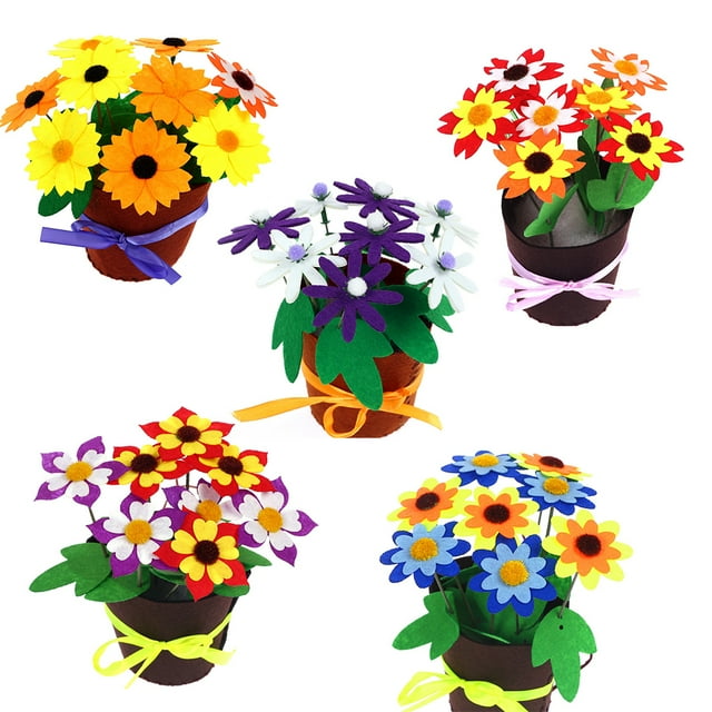 Coofit 5 Sets DIY Craft Kit Handmade Carnation Artificial Flowers Fake Plants for Kids