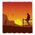 thumbnail image 3 of Ambesonne American Shower Curtain, Wild West Sunset Scene, 69"Wx75"L, Burnt Orange, 3 of 5