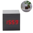 thumbnail image 2 of Reloj despertador digital, luz LED de madera, mini cubo moderno, reloj despertador de escritorio, muestra la temperatura de la fecha y la hora para niños, dormitorios, hogar, dormitorio, viajes Ormromra 2034722-2, 2 of 9