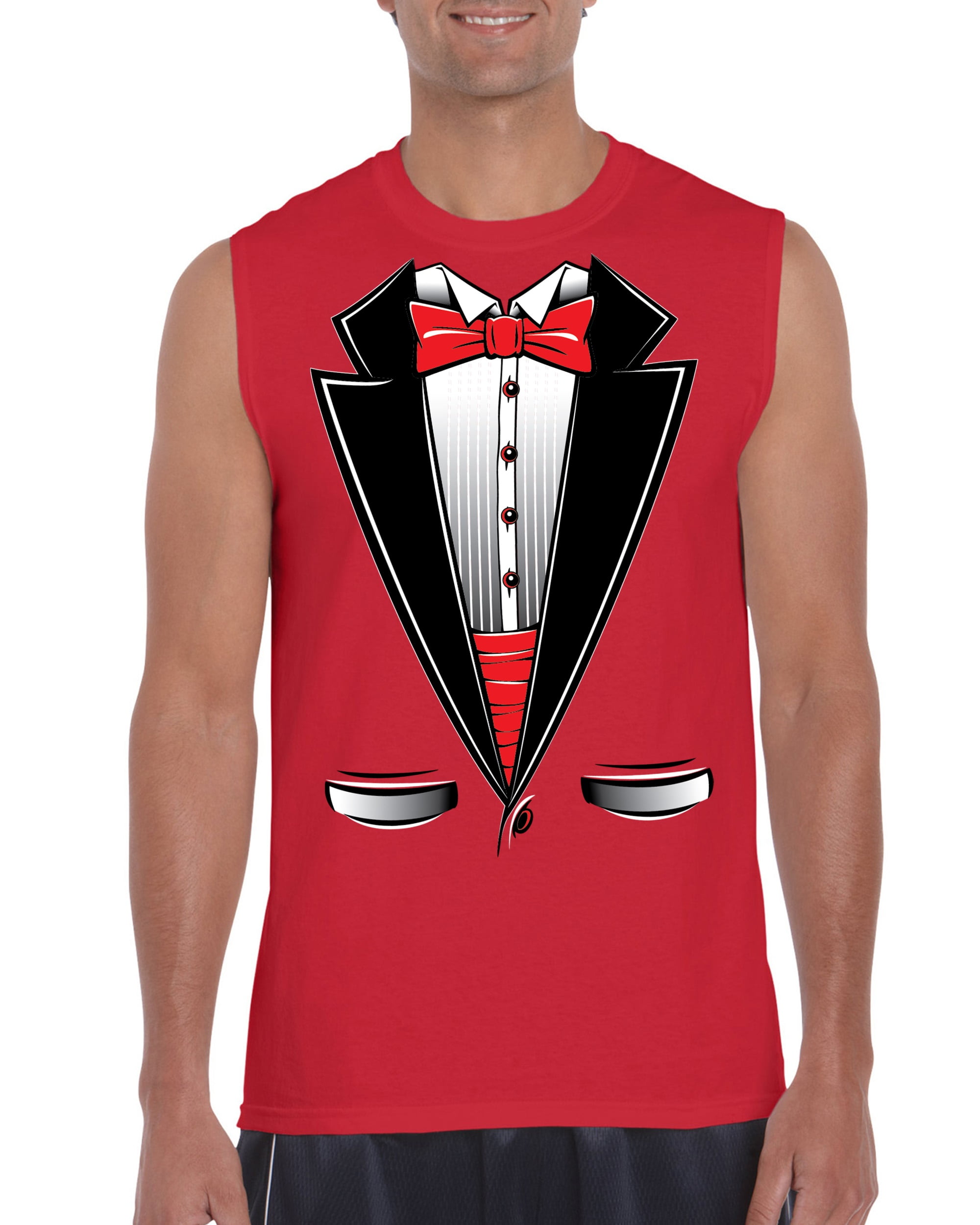 sleeveless tuxedo t shirt