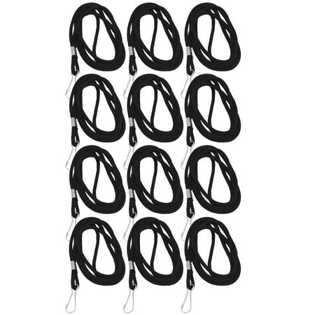 Mato & Hash High Quality Nylon Lanyard with J-Clasp for ID Cards, Passes, Refs - 12PK Black LAN1000