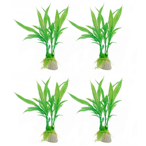 Plantas acuáticas decorativas para pecera/hierba acuática, 4 piezas, verde