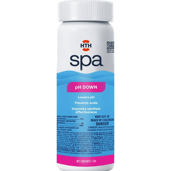 HTH Spa Care pH Down — Powder, 2.5 lb — Pool and Spa pH Decreaser to Balance Water Chemistry