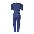 thumbnail image 5 of Lisingtool Overalls Women Denim Women's Slim Denim Long Jumpsuit Deep V Neck Denim Puff Sleeves Belted Tapered Jumpsuits for Women Dressy Blue, 5 of 8