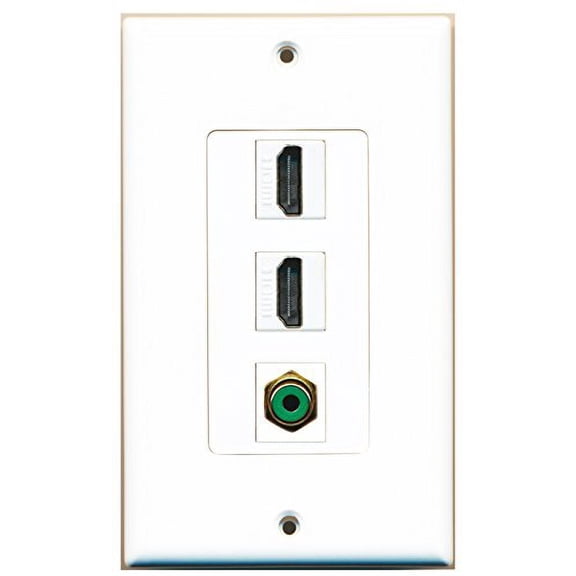 RiteAV - 2 Port HDMI and 1 Port RCA Green Decorative Wall Plate