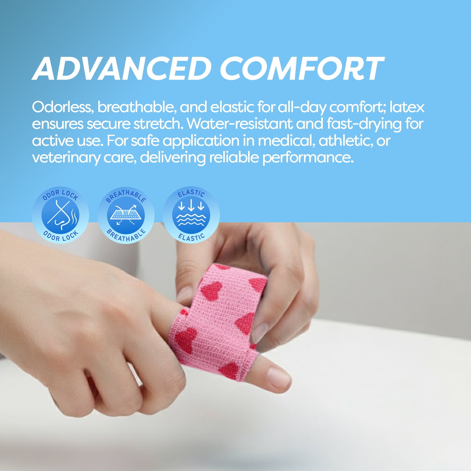 Dynarex Sensi-Wrap Self-Adhesive Bandages, 36-Pack, 2" x 5 yards, Assorted Colors - for Kids, Latex-Free, Colored Elastic Cohesive Athletic Tape, Tattoo Grip & Vet Wrap