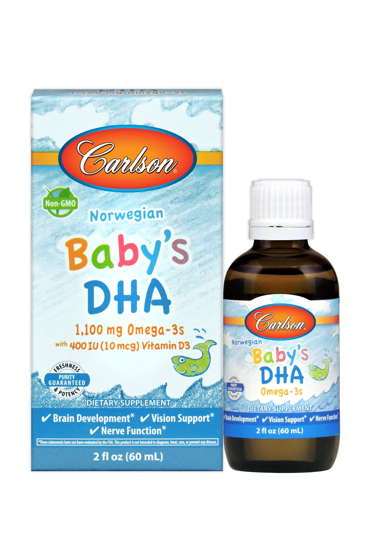 Carlson Norwegian Babyâ€™s DHA + Vitamin D3 Liquid, 1100 Mg Omega3, 2
