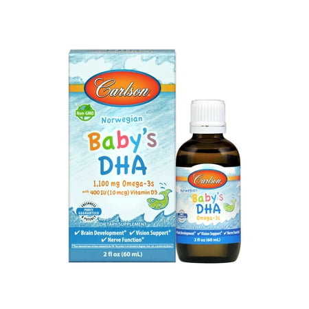 Carlson Norwegian Baby’s DHA + Vitamin D3 Liquid, 1100 Mg Omega-3, 2 Fl (Best Dha For Toddlers)