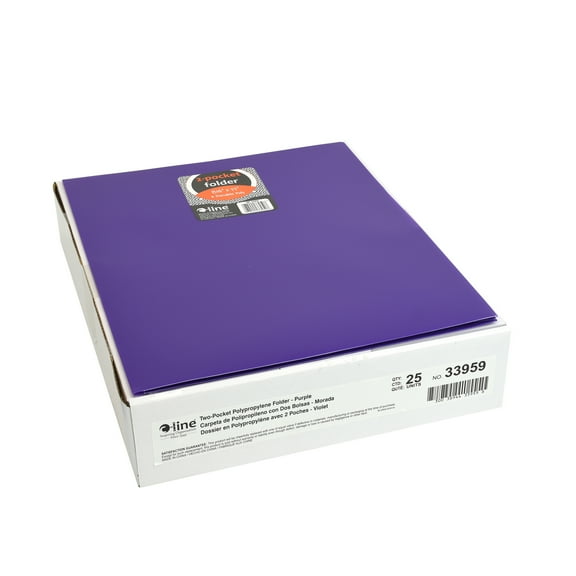 C-Line Two-Pocket Heavyweight Poly Portfolio Folder, Purple, Pack of 25
