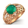 thumbnail image 2 of 1.45 Ctw Round Green Onyx Antique Filigree Design 925 Sterling Silver Rose Vermeil Women Mother's Day Gift Ring, 2 of 3