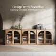 thumbnail image 3 of BELLEZE Set of 3 Modular Sideboard with Arched Glass Door, Accent Display Buffet Cabinet with Storage and Adjustable Shelves,Classic Modern Credenza for Dining Room Living Room Entryway (Camel), 3 of 7