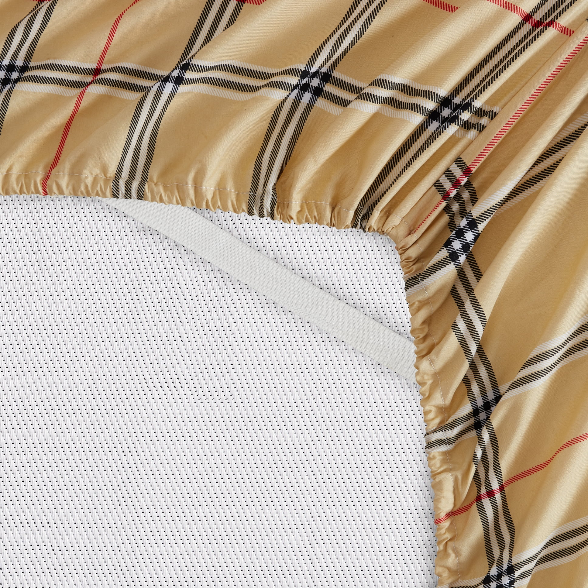 Clara Clark 6 Piece Burberry Taupe Plaid Microfiber, Full Size - Hypoallergenic