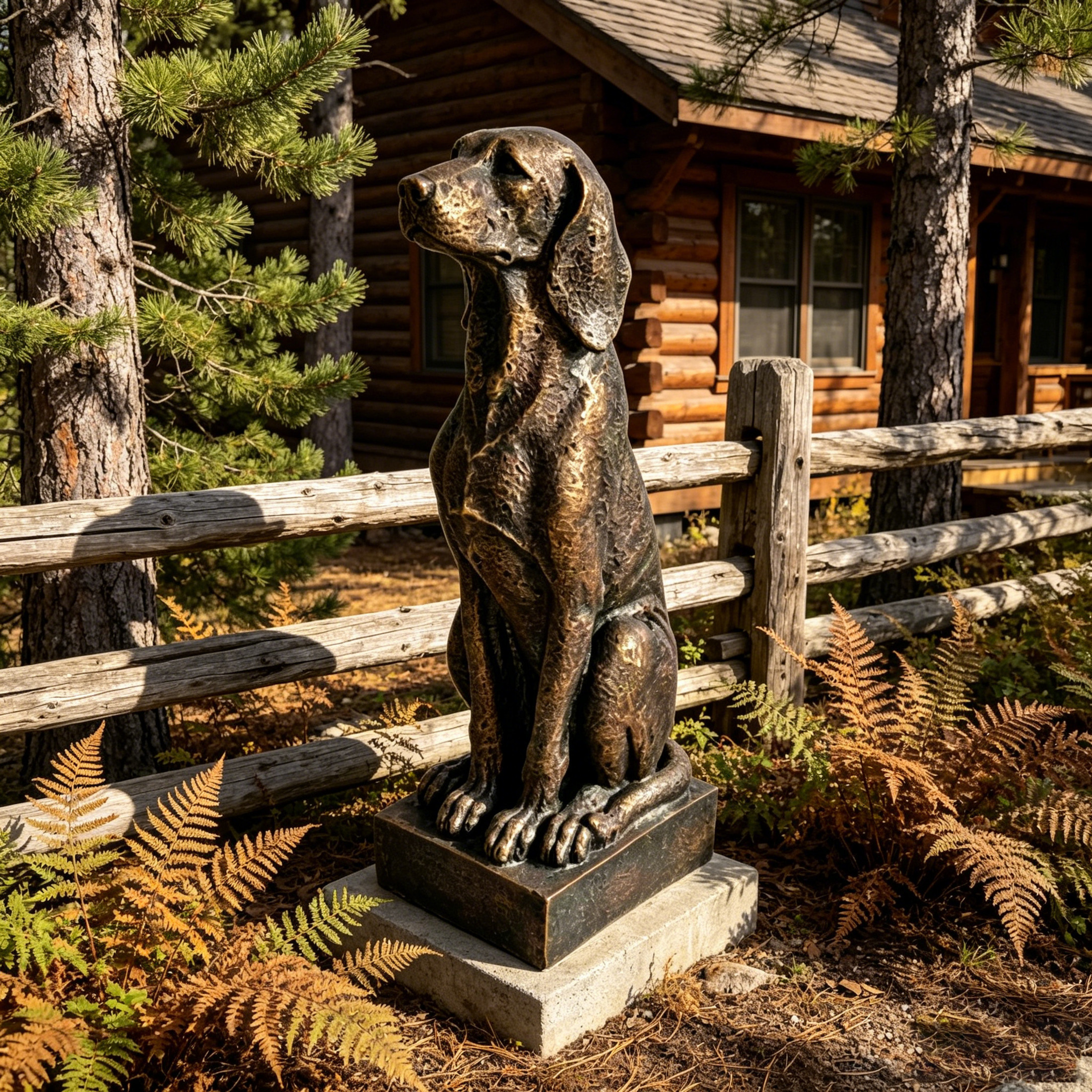 GDF Studio Hound Dog Resin Indoor/Outdoor Guardian Statue, Weather-Resistant Decor Figurine for Garden & Courtyard