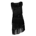 thumbnail image 4 of Vestido de baile latino con lentejuelas y flecos Vestido de fiesta de los años 20 Ropa de baile Negro SM SunniMix Baile Latino Vestido Mujer, 4 of 8