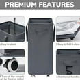 thumbnail image 4 of Hamper with Wheels, 2-Pack 75L Foldable Laundry Baskets with Removable Wash Bags, Dirty Laundry Basket for Corner Dorm, Slim Laundry Basket, Grey, 4 of 6