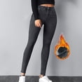 thumbnail image 2 of Womens Winter High Waist Jeans Thick Skinny Pants Lined Slim Stretch Warm Jeggings, 2 of 2
