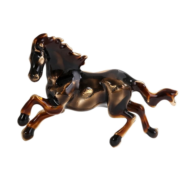 Broche de aleación con temática de caballos, con cristales incrustados, esmalte y perlas de imitación, insignia de cuento de hadas, accesorios artísticos.