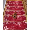 thumbnail image 2 of Red Christmas Stair Treads for Wooden Steps Indoor Runner Rug Carpet, White Snowflake Xmas Star Winter Vintage 10 Pieces Peel and Stick Staircase Step Treads Covers Washable Throw Door Mats, 30"x8", 2 of 7