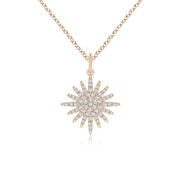 ANGARA Natural Diamond Sun Pendant in 14K Rose Gold for Women (Size-0.95mm | Color-G | Clarity-VS2) | April Birthstone, Birthday, Anniversary, Jewelry Gift for Women | Natural Diamond Necklace