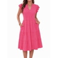 thumbnail image 3 of MOYIKO Summer Dresses for Women Ruffle Sleeve V Neck Midi Dresses Fashion Casual Flowy Beach Vacation Sundress with Pockets, 3 of 7